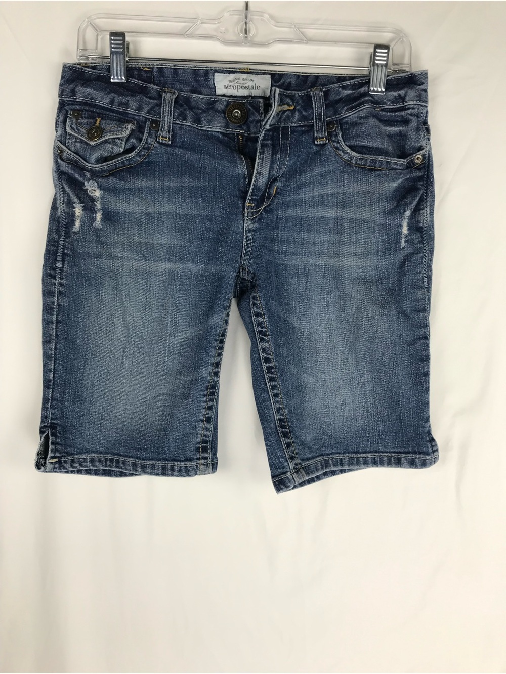 Aeropostale Women's Blue Washed Denim Bermuda Shorts